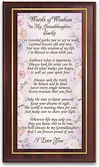 The Bradford Exchange Words Of Wisdom Wall Plaque Personalized For Granddaughters