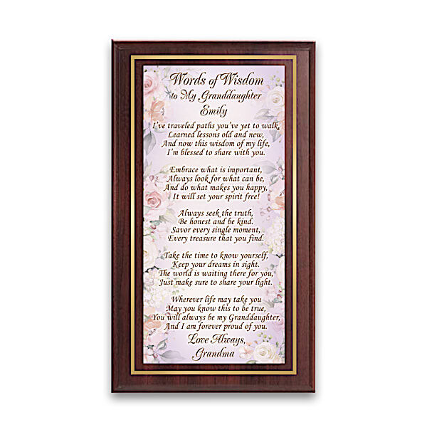 The Bradford Exchange Words Of Wisdom Plaque For Granddaughter With Your 2 Names
