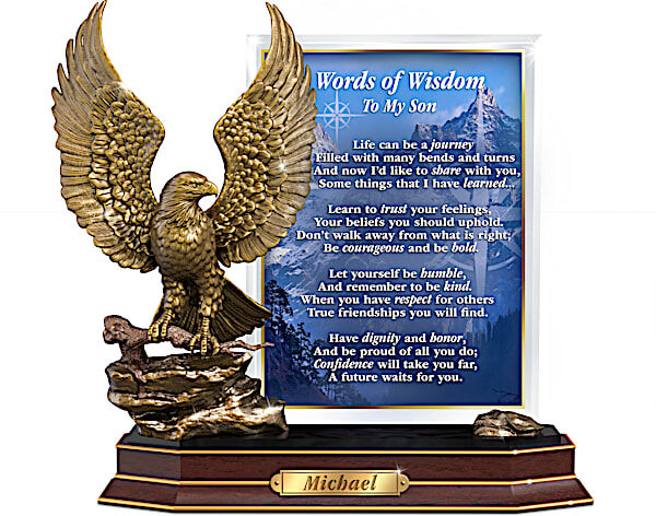 The Bradford Exchange Words Of Wisdom Personalized Eagle Sculpture For Your Son