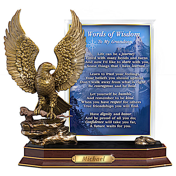 The Bradford Exchange Words Of Wisdom Personalized Eagle Sculpture For Grandson
