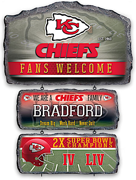 The Bradford Exchange Kansas City Chiefs Personalized Stone-Look Welcome Sign