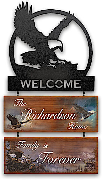 The Bradford Exchange Ted Blaylock Eagle Art Personalized Welcome Sign Collection