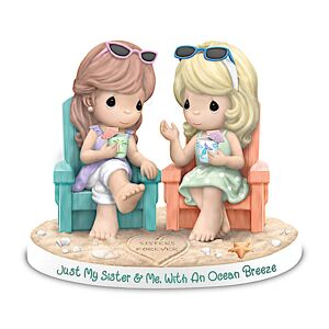 The Hamilton Collection Precious Moments Porcelain Figurine Of Sisters On The Beach