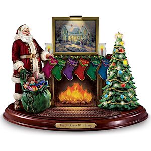 The Bradford Exchange Thomas Kinkade Santa Sculpture with Personalized Stockings Lights and Music The Bradford Exchange Thomas Kinkade Santa Sculpture with Personalized Stockings Lights and Music