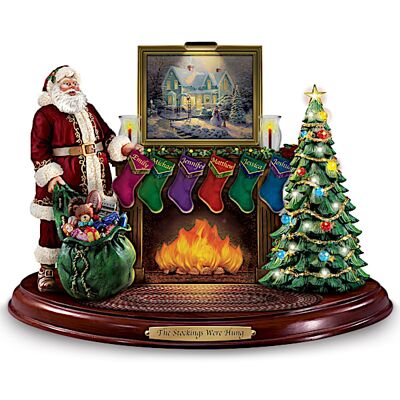 The Bradford Exchange Thomas Kinkade Santa Sculpture with Personalized Stockings Lights and Music The Bradford Exchange Thomas Kinkade Santa Sculpture with Personalized Stockings Lights and Music
