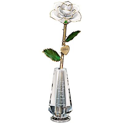 The Bradford Exchange Personalized 24K Gold-Plated Remembrance Rose In Glass Vase The Bradford Exchange Personalized 24K Gold-Plated Remembrance Rose In Glass Vase