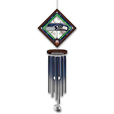 The Bradford Exchange NFL Seattle Seahawks Wind Chime With Stained-Glass Logo The Bradford Exchange NFL Seattle Seahawks Wind Chime With Stained-Glass Logo