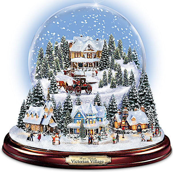 The Bradford Exchange Thomas Kinkade Victorian Christmas Village Snowglobe