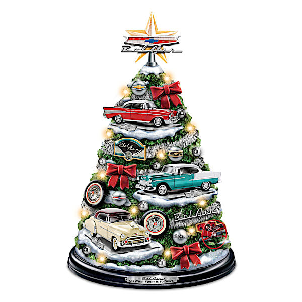The Bradford Exchange Chevrolet Bel Air Tabletop Christmas Tree With Revving Engine Sound: Lights Up