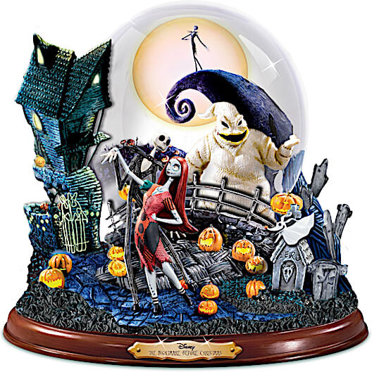 The Bradford Exchange Disney Tim Burton's The Nightmare Before Christmas Musical Snowglobe Lights Up