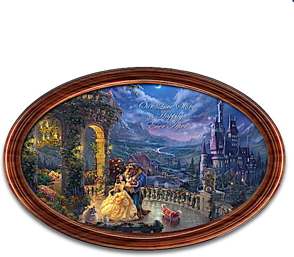 The Bradford Exchange Disney Beauty and the Beast Thomas Kinkade Collector Plate with Your 2 Names