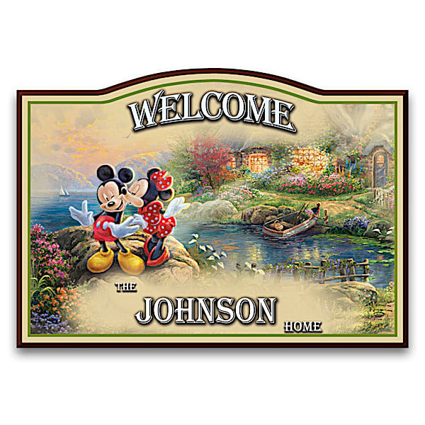 The Bradford Exchange Disney Personalized Wooden Welcome Sign By Thomas Kinkade