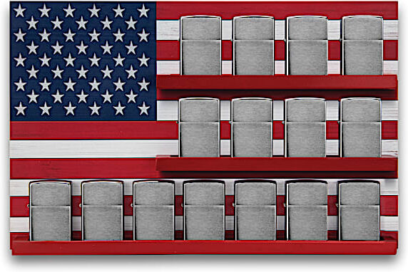 The Bradford Exchange Zippo Lighter American Flag Wooden Wall Display