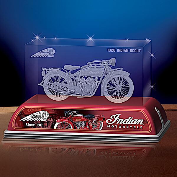 The Hamilton Collection 1920 Indian Scout Motorcycle Laser-Etched Glass Tribute