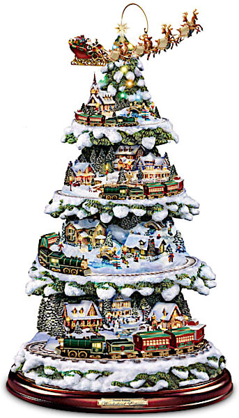 Hawthorne Village Thomas Kinkade Tree With Lights, Moving Train, Music