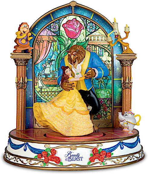 Hawthorne Village Disney Beauty And The Beast Illuminated Musical Sculpture