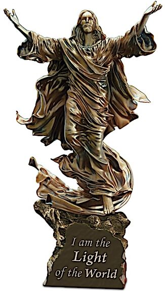 The Bradford Exchange Light Of The World Religious Cold Cast Bronze Sculpture Collection Lights Up