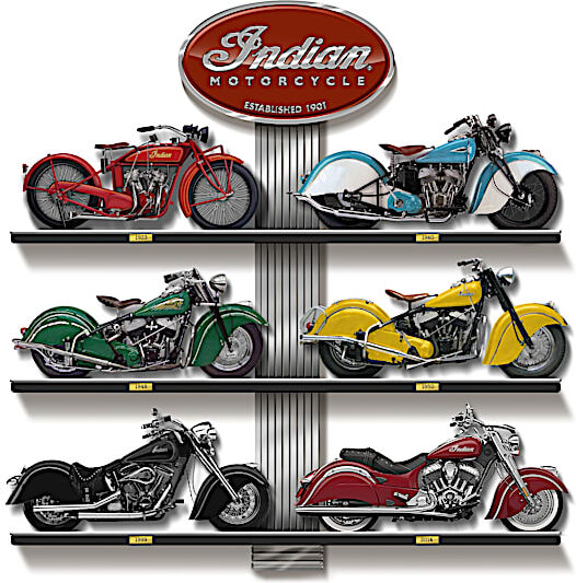 The Hamilton Collection Evolution Of The Great Indian Motorcycle Replica Sculpture Collection