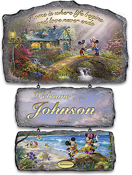 The Bradford Exchange Disney Seasonal Personalized Welcome Sign Collection with Thomas Kinkade Art