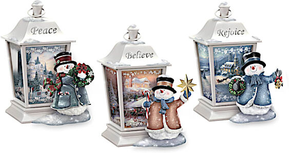 The Bradford Exchange Thomas Kinkade Illuminated Snowmen Lantern Collection