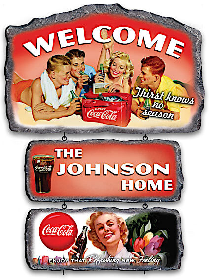 The Bradford Exchange COCA-COLA Personalized Seasonal Welcome Sign Collection