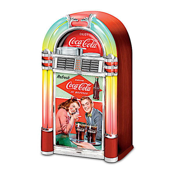 The Bradford Exchange COCA-COLA Color-Changing Jukebox Sculptures Play 1950s Music