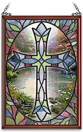 The Bradford Exchange Thomas Kinkade Crosses Stained-Glass Window Panels