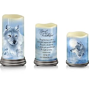 The Bradford Exchange Eddie LePage Wolf Art Flameless Candle Set