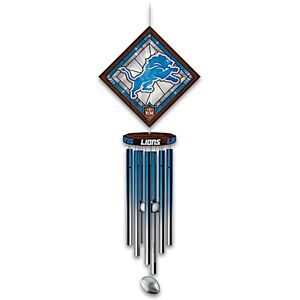 The Bradford Exchange NFL Detroit Lions Wind Chime With Stained-Glass Logo