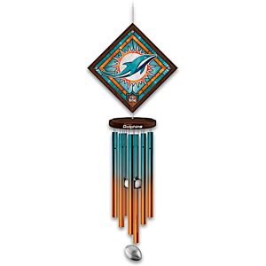The Bradford Exchange NFL Miami Dolphins Wind Chime With Stained-Glass Logo