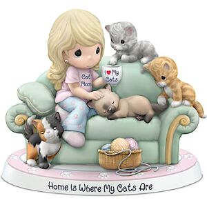 The Hamilton Collection Precious Moments Home Is Where My Cats Are Figurine