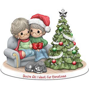 The Hamilton Collection Precious Moments Holiday Couple Porcelain Figurine Lights Up