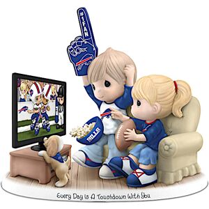 The Hamilton Collection Buffalo Bills Porcelain Figurine With Fans, TV & Pup
