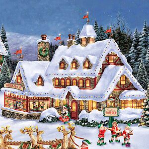 Hawthorne Village Thomas Kinkade Light-Up North Pole Village Set And Figurines