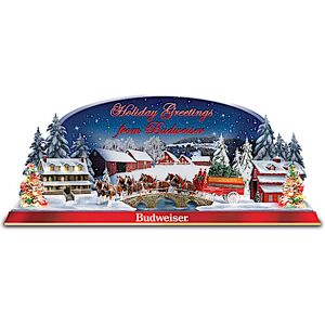 Hawthorne Village Holiday Budweiser Clydesdales Illuminated Musical Sculpture