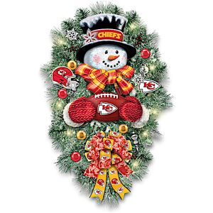 Hawthorne Village Kansas City Chiefs Illuminated Snowman Wreath