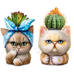 The Bradford Exchange Kayomi Harai Purr-fect Planters Succulent Sculptures