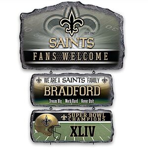 The Bradford Exchange New Orleans Saints Personalized Stone-Look Welcome Sign
