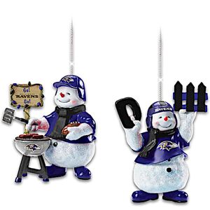 The Bradford Exchange Baltimore Ravens Snowman Christmas Ornaments