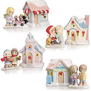The Hamilton Collection Precious Moments Christmas Figurines With Light-Up Buildings