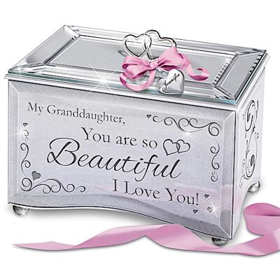 The Bradford Exchange Mirrored Music Box for Granddaughters: Personalized Heart Charm and Poem Card The Bradford Exchange Mirrored Music Box for Granddaughters: Personalized Heart Charm and Poem Card