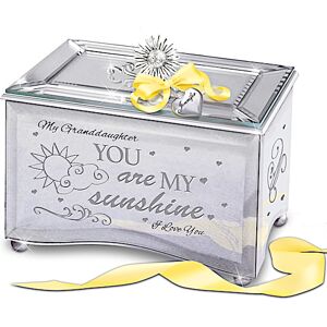 The Bradford Exchange Mirrored Music Box for Granddaughters: Personalized Heart Charm with Ribbon