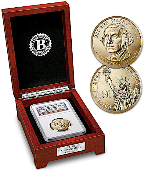 Bradford Authenticated The Washington Error Presidential Dollar Coin With Display Box