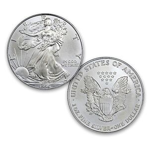 Bradford Authenticated The 1996 Rarest Year Of Issue Uncirculated Condition Silver Eagle Coin