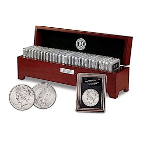 Bradford Authenticated Uncirculated Morgan And Peace Silver Dollar Coin Collection