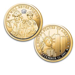 Bradford Authenticated 9/11 20th Anniversary 24K Gold-Plated Proof Coin Collection