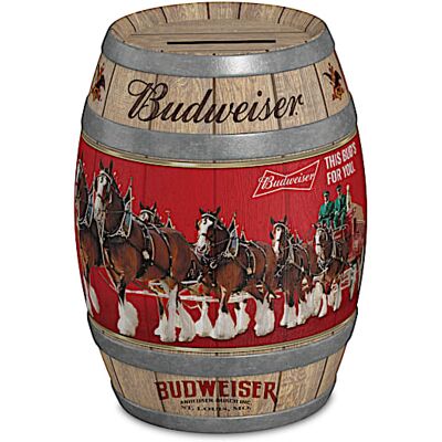 The Hamilton Collection Budweiser, The King Of Beers Vintage-Style Barrel Coin Bank The Hamilton Collection Budweiser, The King Of Beers Vintage-Style Barrel Coin Bank