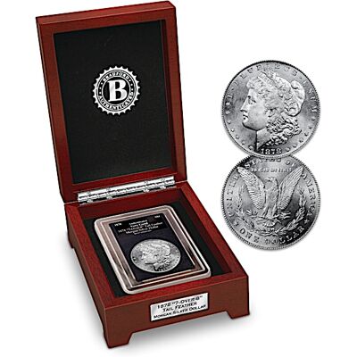 Bradford Authenticated 7 Over 8 Tail Feather Error Morgan Silver Dollar Coin With Display Box Bradford Authenticated 7 Over 8 Tail Feather Error Morgan Silver Dollar Coin With Display Box