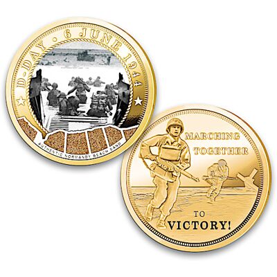 The Bradford Exchange 80th Anniversary D-Day Proof Coins With Normandy Beach Sand The Bradford Exchange 80th Anniversary D-Day Proof Coins With Normandy Beach Sand