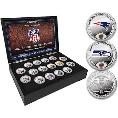 The Bradford Exchange NFL Silver Dollar Coins Game-Used Ball Edition The Bradford Exchange NFL Silver Dollar Coins Game-Used Ball Edition